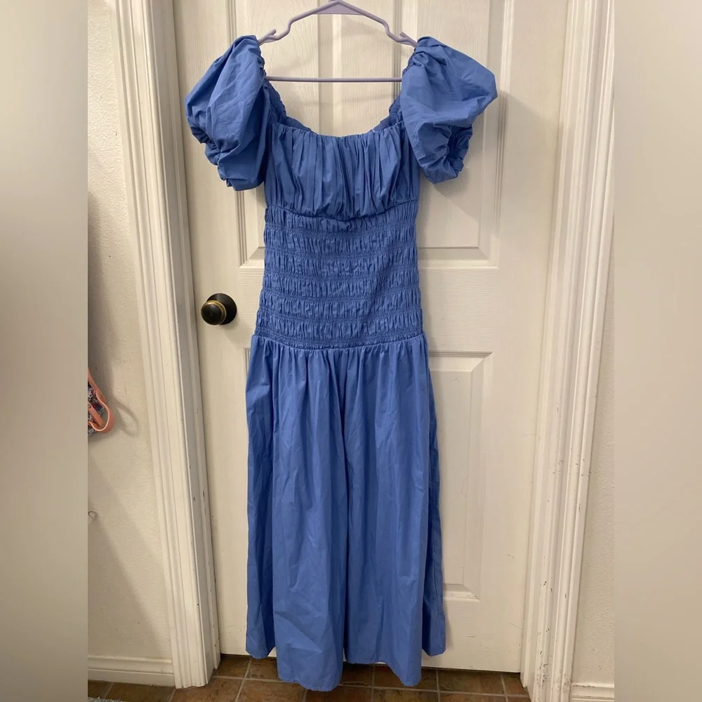 Abercrombie & Fitch Blue Smocked Maxi Dress